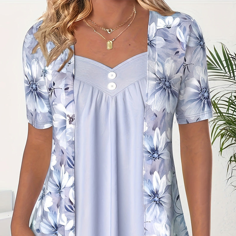 Kaelyra | Dames Casual Bloes met Bloemenprint – Lichtgewicht Lente Top, Stijlvol Dagelijks Shirt