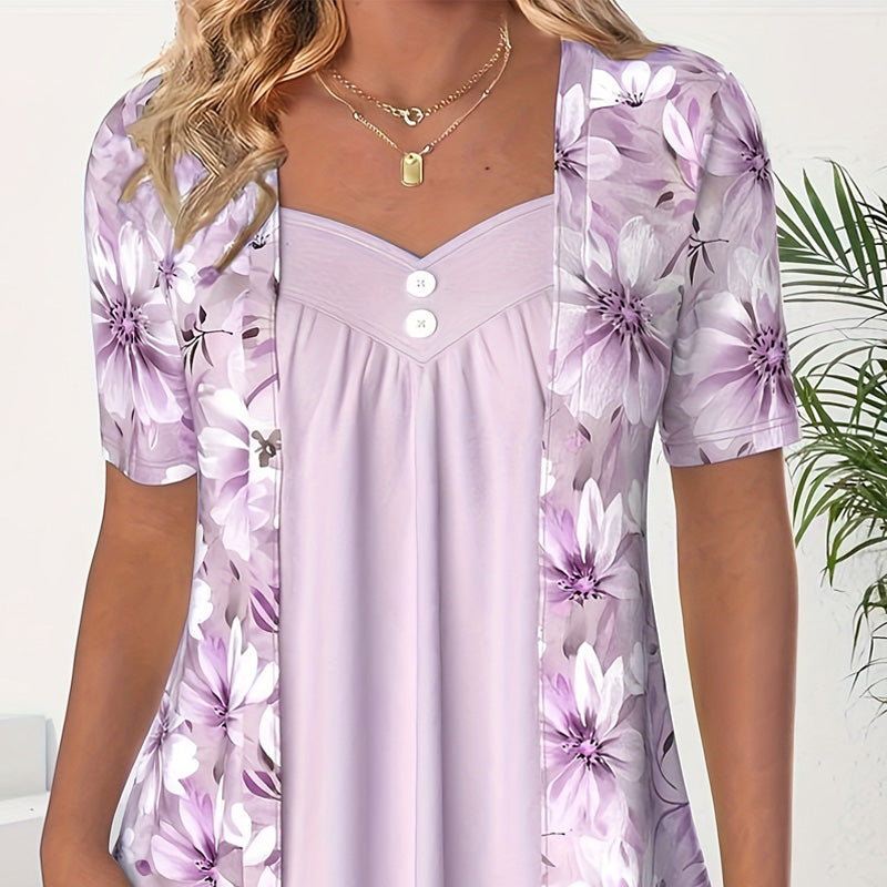 Kaelyra | Dames Casual Bloes met Bloemenprint – Lichtgewicht Lente Top, Stijlvol Dagelijks Shirt