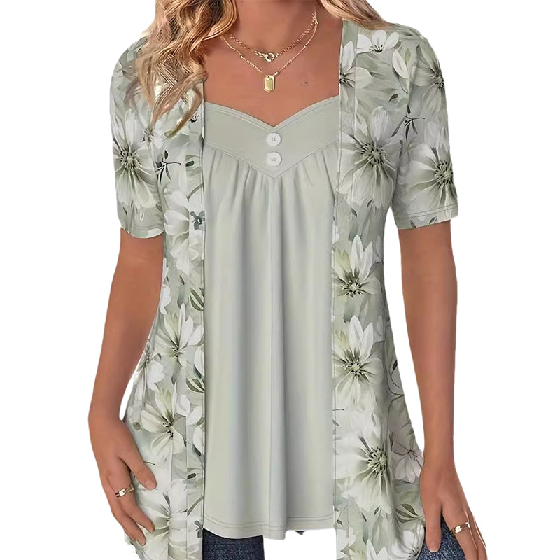 Kaelyra | Dames Casual Bloes met Bloemenprint – Lichtgewicht Lente Top, Stijlvol Dagelijks Shirt