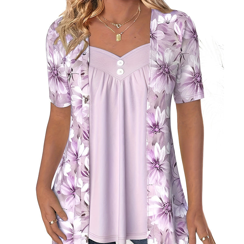 Kaelyra | Dames Casual Bloes met Bloemenprint – Lichtgewicht Lente Top, Stijlvol Dagelijks Shirt