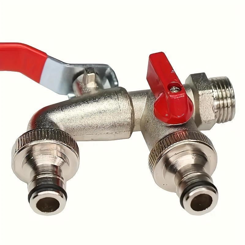 EcoFlow | Roestvrijstalen dubbele tuinkraan - dubbele buitenkraan voor slang