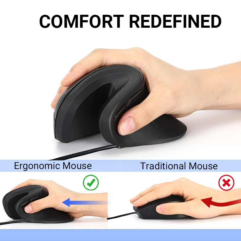 SoftClick | Ergonomische muis – Geluidsarm, soepele klik, comfortabel voor werk en gaming