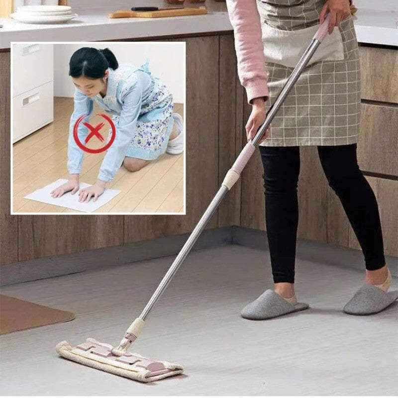 BrightMop | Smart Flat Mop – Herbruikbare microvezel, roestvrij staal, 360° draaibaar