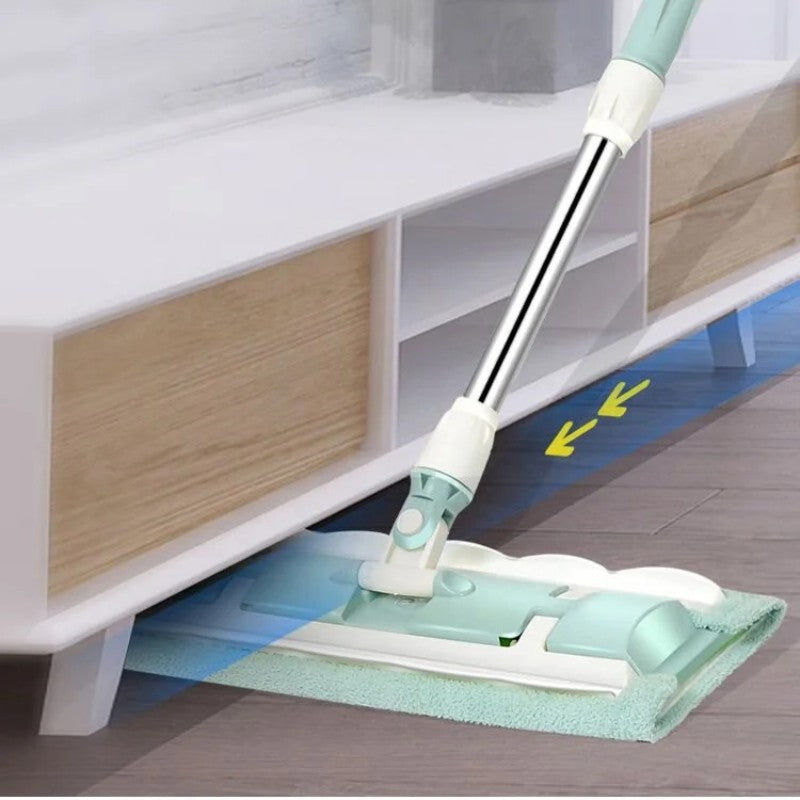 BrightMop | Smart Flat Mop – Herbruikbare microvezel, roestvrij staal, 360° draaibaar