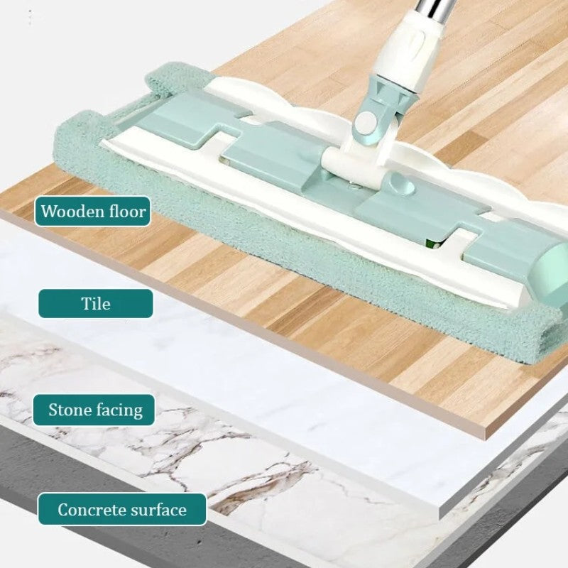 BrightMop | Smart Flat Mop – Herbruikbare microvezel, roestvrij staal, 360° draaibaar