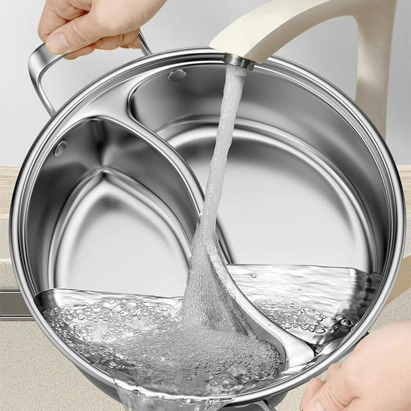 PotFusion | Verdikte roestvrijstalen hotpot met twee compartimenten – 32 cm Duurzame antiaanbak pan