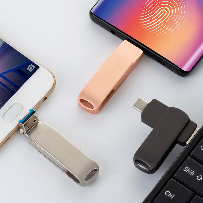 SyncDrive | 4-in-1 flashdrive – iPhone Lightning, Android OTG, Type-C & USB, snelle gegevensoverdracht