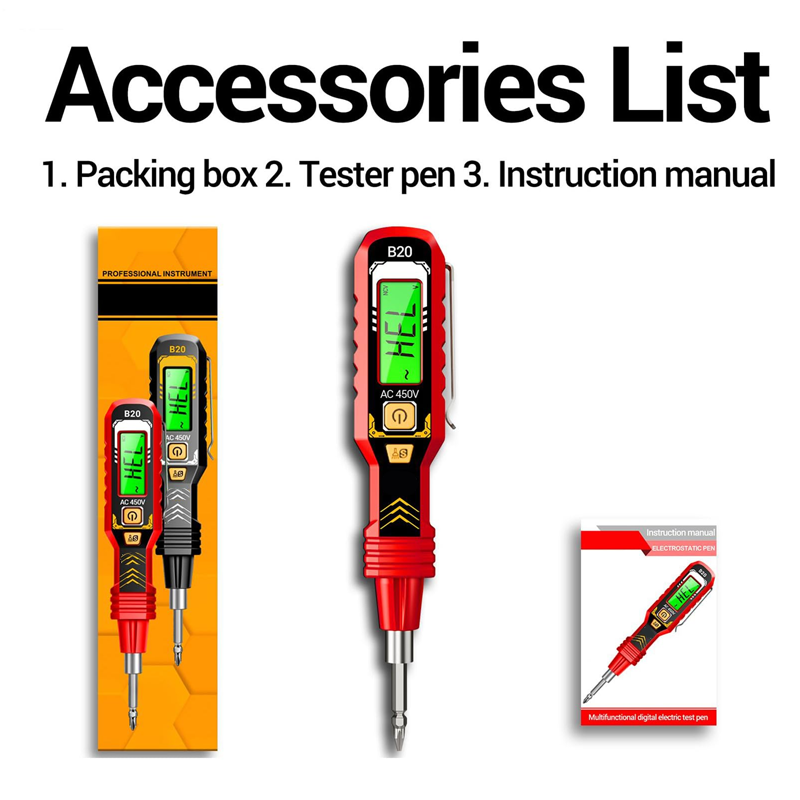 SafeVolt | Contactloze spanningstester – LCD-display, wisselstroomdetector, draagbaar gereedschap