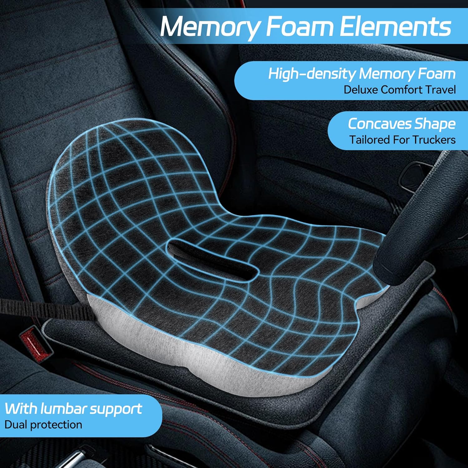ComfyCloud | Antislip zitkussen van traagschuim – Ergonomisch comfort voor op kantoor en in de auto