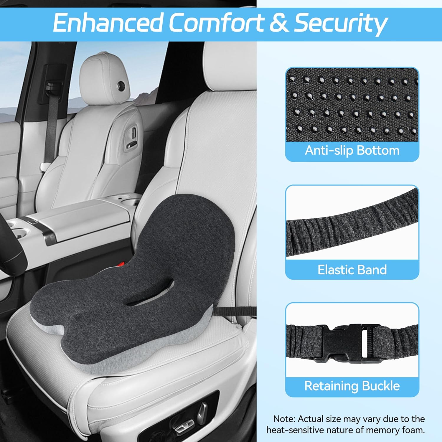 ComfyCloud | Antislip zitkussen van traagschuim – Ergonomisch comfort voor op kantoor en in de auto