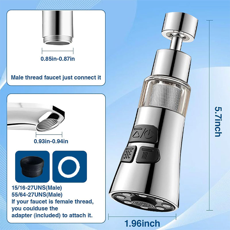 FlexFaucet | 360° draaibare keukenkraan met instelbare waterstroom en ingebouwd filter