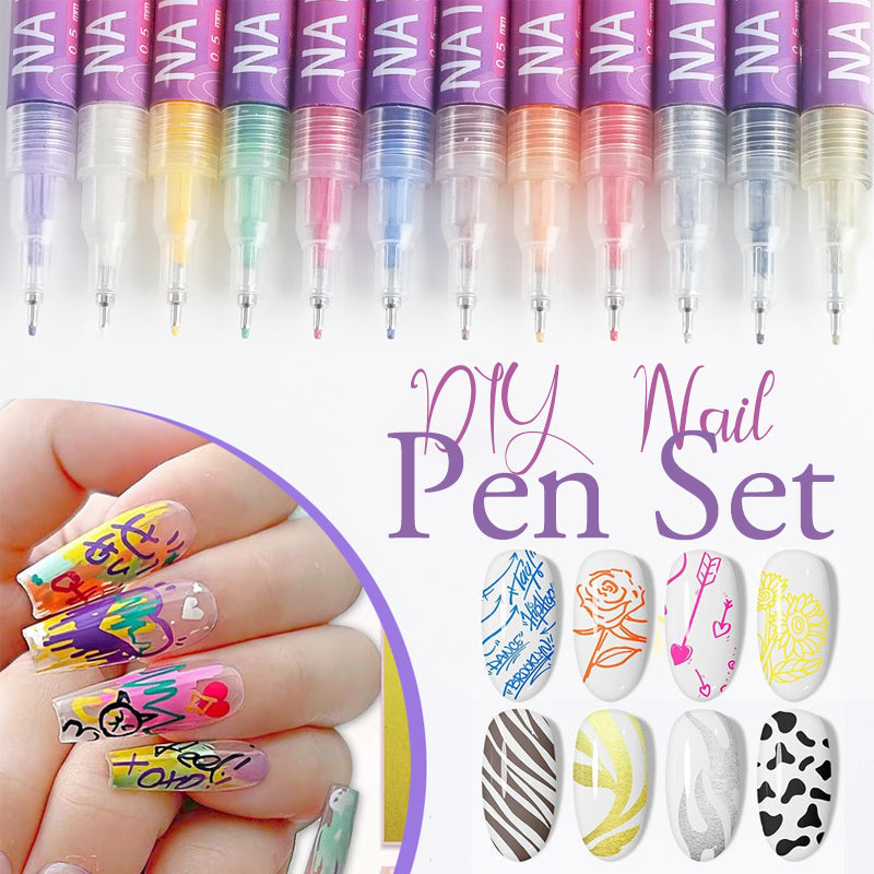 Nailixa | 12-kleuren nagelkunstpenset – Precisie-nagelontwerpmarkers