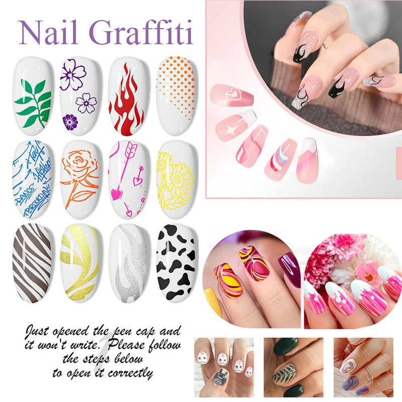 Nailixa | 12-kleuren nagelkunstpenset – Precisie-nagelontwerpmarkers