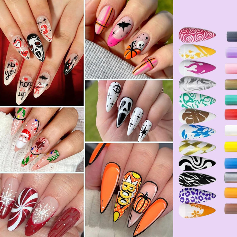 Nailixa | 12-kleuren nagelkunstpenset – Precisie-nagelontwerpmarkers
