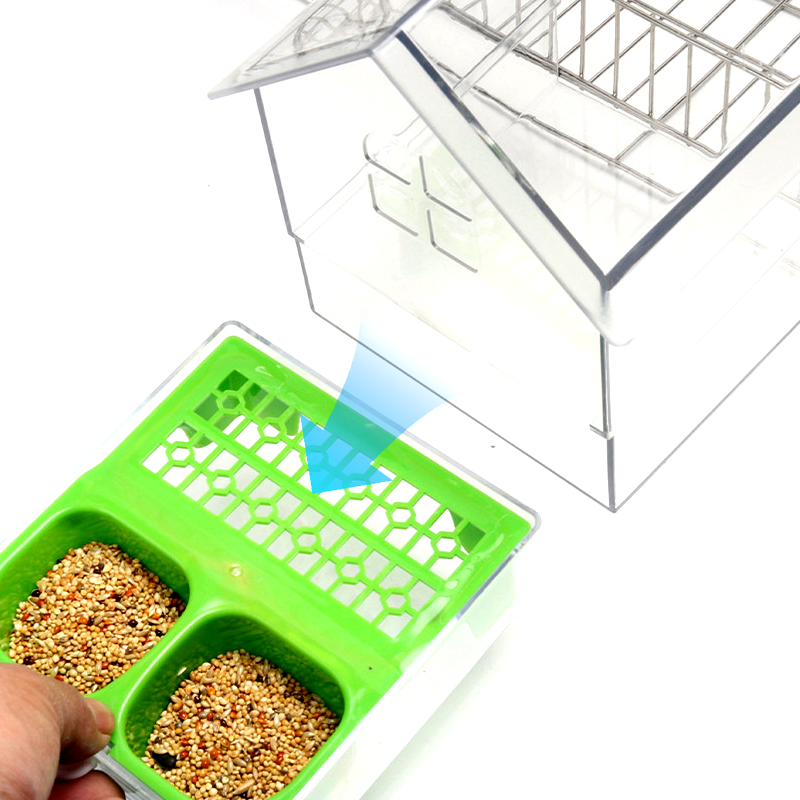 SkyFeeder | Transparante hangende vogelvoederbak – morsbestendig, weerbestendige voederbak voor buiten