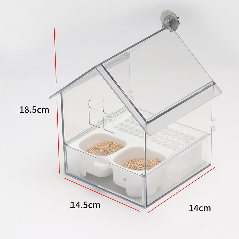 SkyFeeder | Transparante hangende vogelvoederbak – morsbestendig, weerbestendige voederbak voor buiten