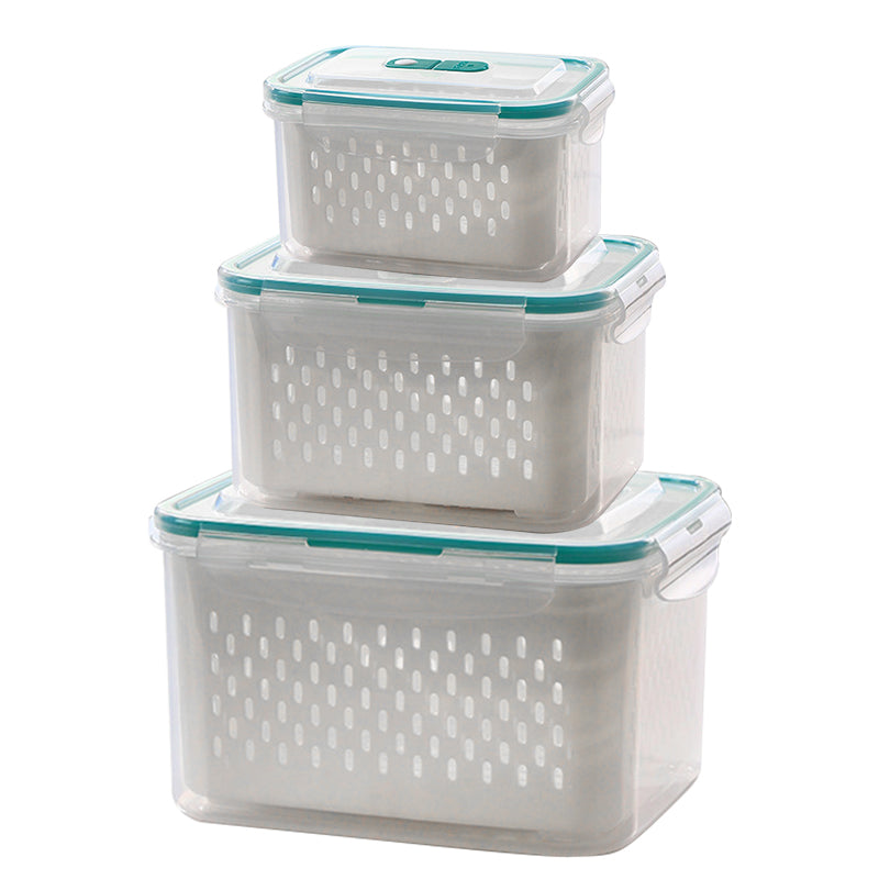 SnapFresh | 2-in-1 Fresh-Keep & Drain voedselbewaarbox - luchtdichte, lekvrije container voor fruit, groenten en maaltijdbereiding