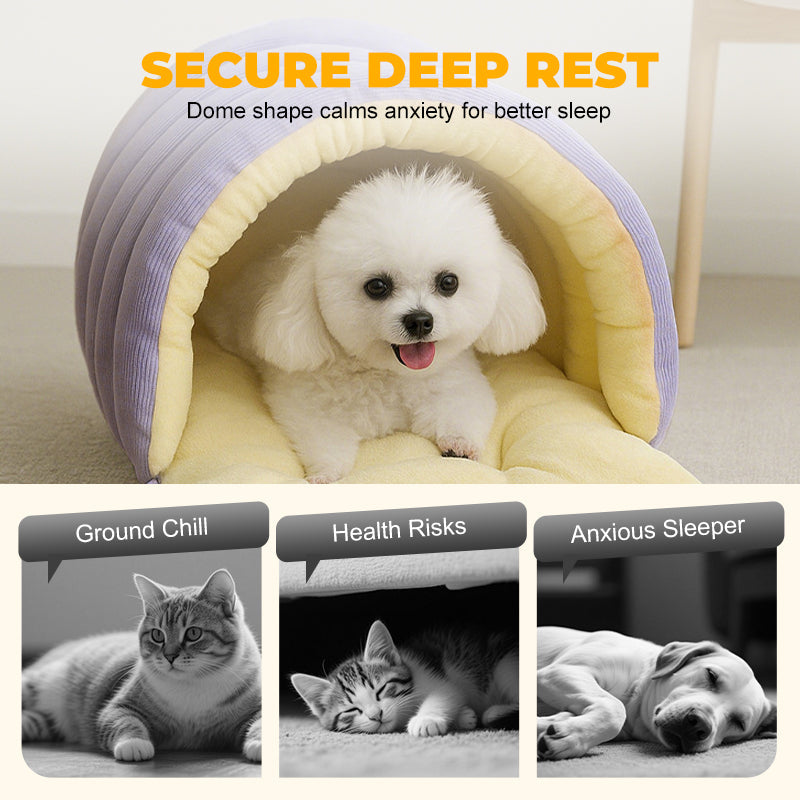 CuddleCave | Geïsoleerde pluche huisdierengrot – Comfort, ondersteuning en privacy voor katten en kleine honden