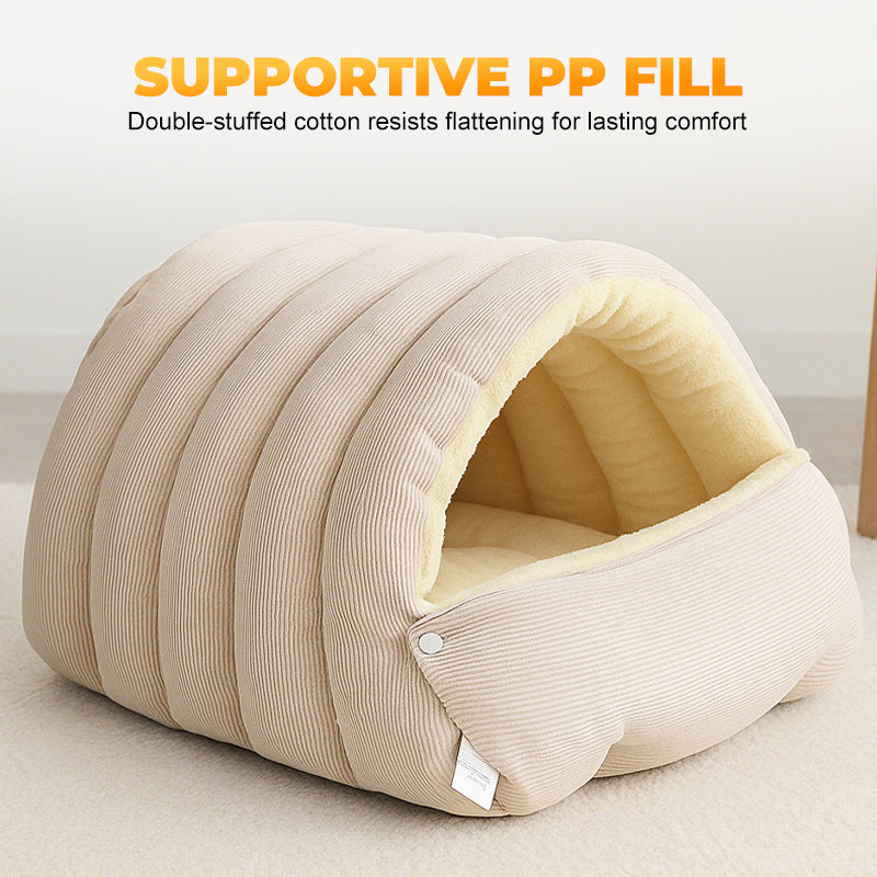 CuddleCave | Geïsoleerde pluche huisdierengrot – Comfort, ondersteuning en privacy voor katten en kleine honden
