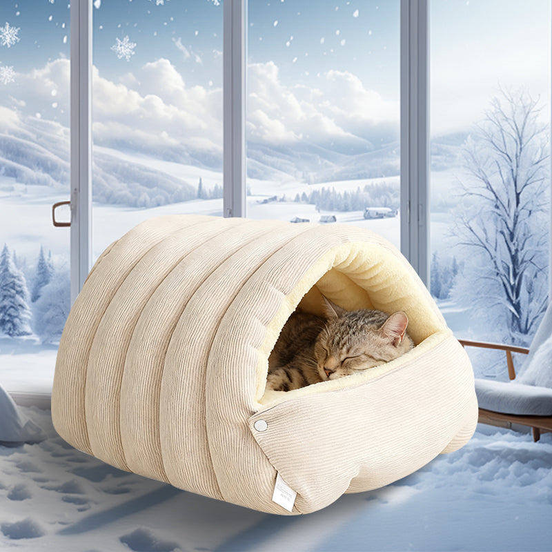 CuddleCave | Geïsoleerde pluche huisdierengrot – Comfort, ondersteuning en privacy voor katten en kleine honden