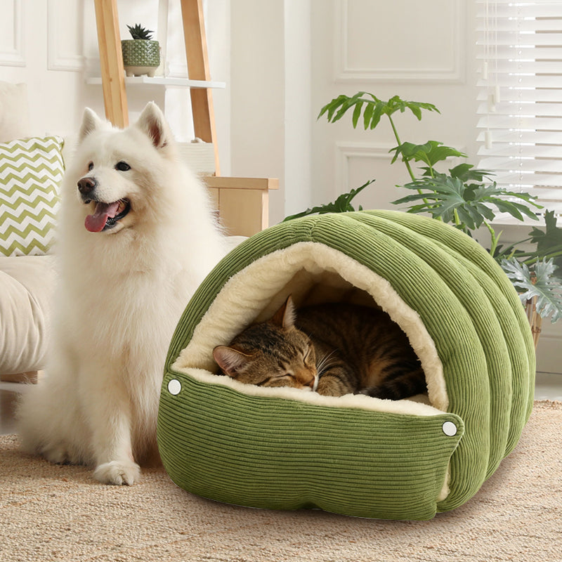 CuddleCave | Geïsoleerde pluche huisdierengrot – Comfort, ondersteuning en privacy voor katten en kleine honden