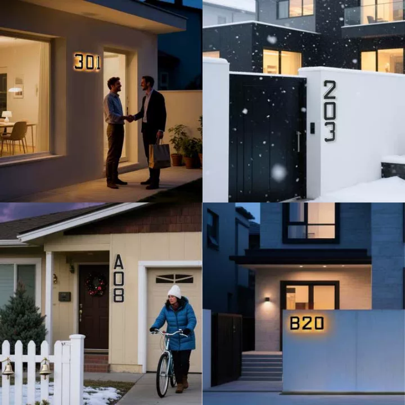 RadiNum | Moderne LED-huisnummerverlichting, waterdichte buitenverlichting, stijlvol en eenvoudig te installeren