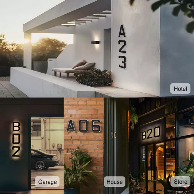 RadiNum | Moderne LED-huisnummerverlichting, waterdichte buitenverlichting, stijlvol en eenvoudig te installeren