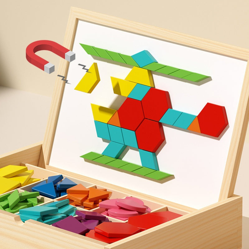 BrainWood | Magnetische houten puzzel – Creatief logica- en strategiespel voor kinderen, draagbare educatieve hersenkraker