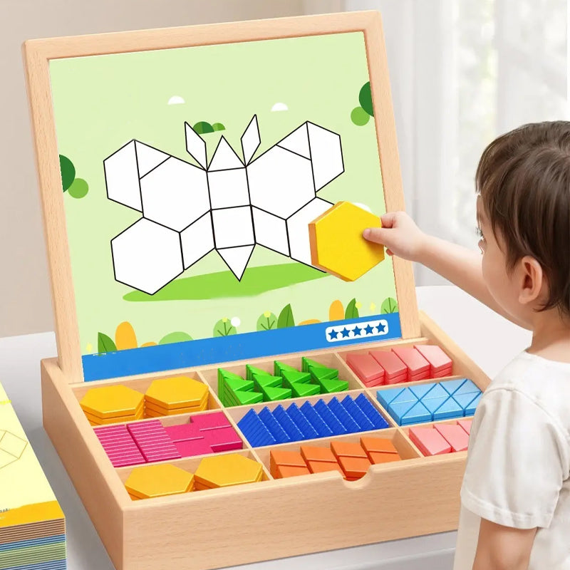 BrainWood | Magnetische houten puzzel – Creatief logica- en strategiespel voor kinderen, draagbare educatieve hersenkraker