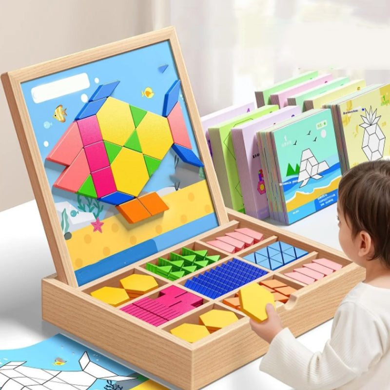 BrainWood | Magnetische houten puzzel – Creatief logica- en strategiespel voor kinderen, draagbare educatieve hersenkraker