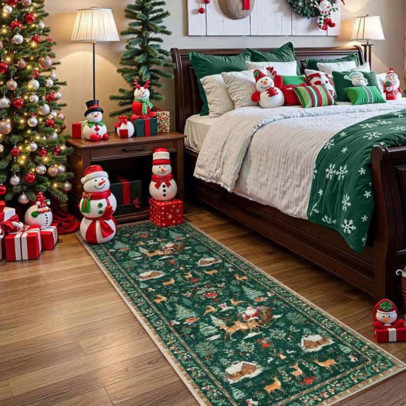 FestiveStep | Zacht antislip kersttapijt – kerstvloermat, gezellig decoratief tapijt