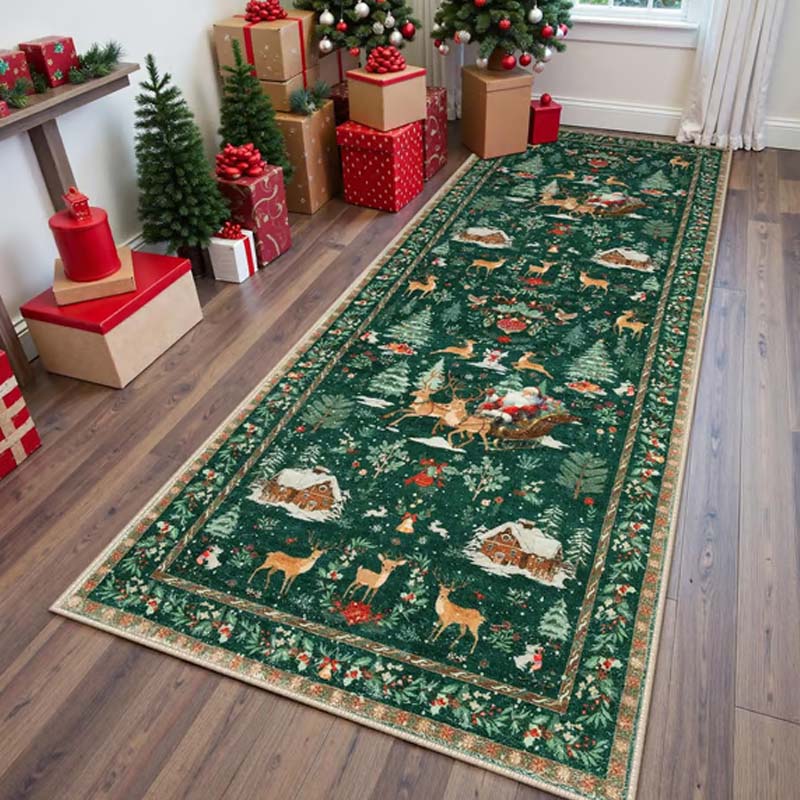 FestiveStep | Zacht antislip kersttapijt – kerstvloermat, gezellig decoratief tapijt