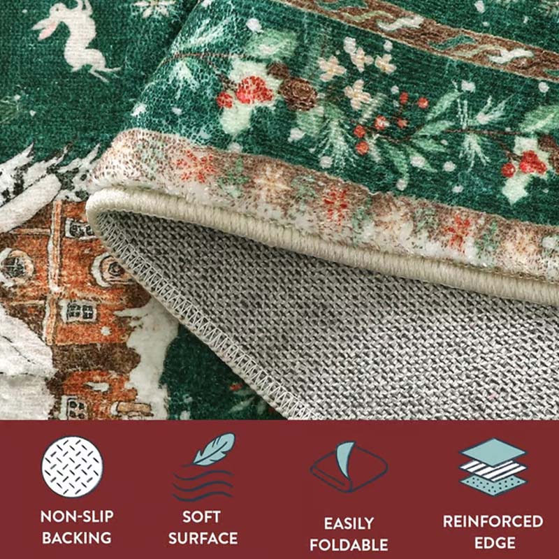 FestiveStep | Zacht antislip kersttapijt – kerstvloermat, gezellig decoratief tapijt