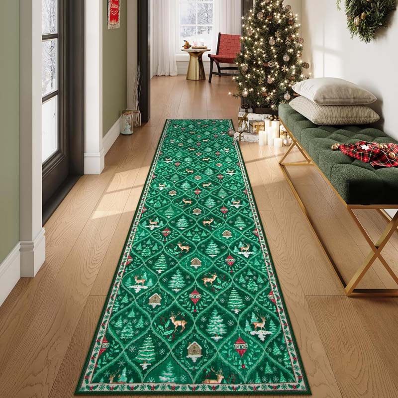 FestiveStep | Zacht antislip kersttapijt – kerstvloermat, gezellig decoratief tapijt