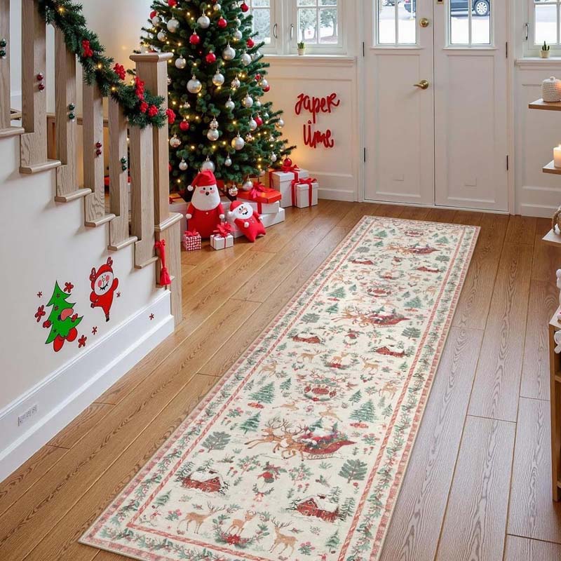 FestiveStep | Zacht antislip kersttapijt – kerstvloermat, gezellig decoratief tapijt