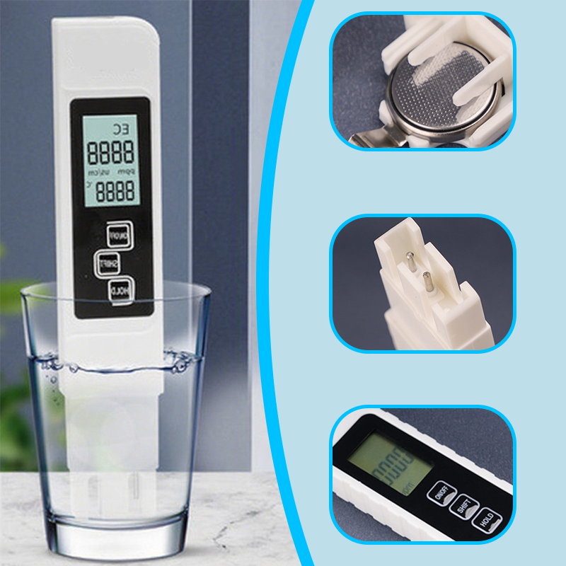 WaterScan | 3-in-1 TDS-waterkwaliteitstester – Draagbare LCD-meter voor TDS, geleidbaarheid en temperatuur