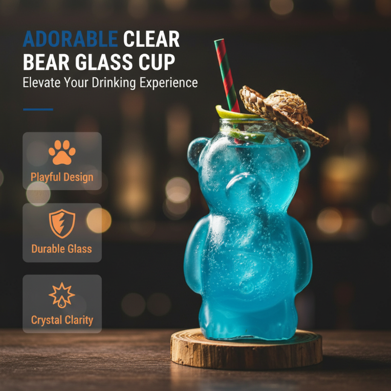CubCup | Berenglasbeker – 320 ml, hoogwaardig borosilicaatglas, schattig drinkglas