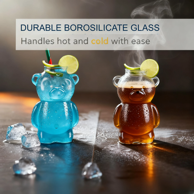 CubCup | Berenglasbeker – 320 ml, hoogwaardig borosilicaatglas, schattig drinkglas