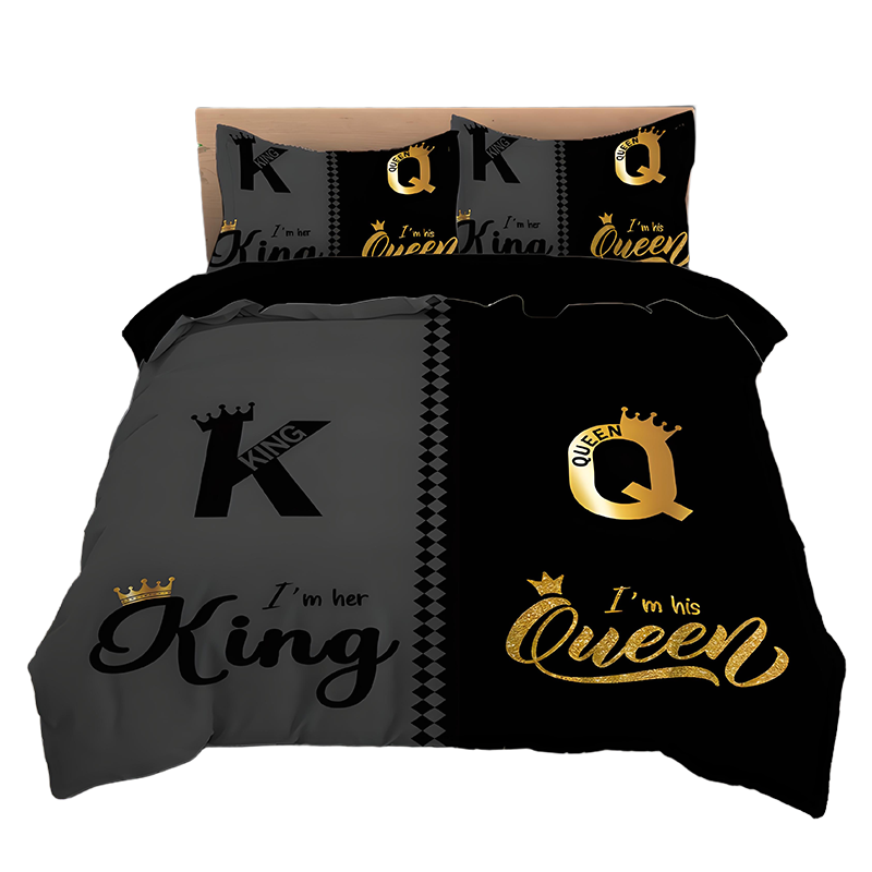 RoyalNest | 3-delige dekbedovertrekset voor koppels, King & Queen, zacht beddengoed met kussenslopen