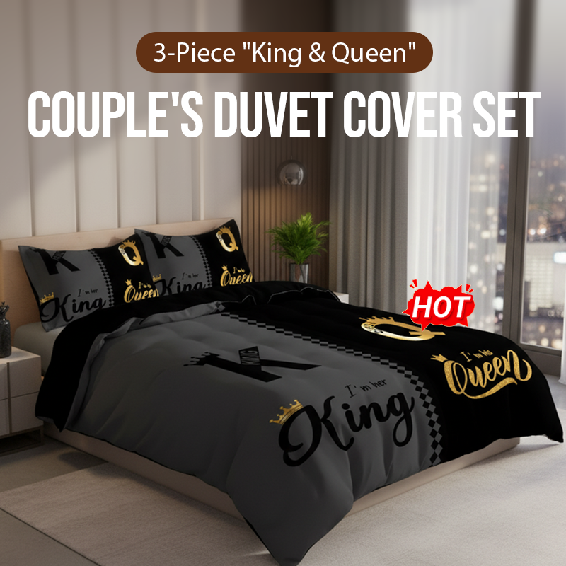 RoyalNest | 3-delige dekbedovertrekset voor koppels, King & Queen, zacht beddengoed met kussenslopen
