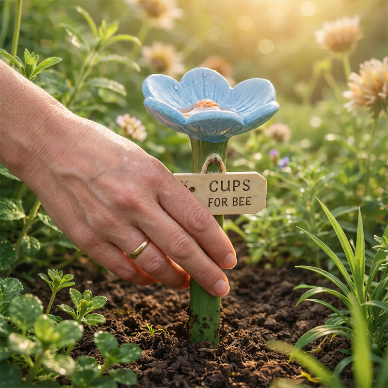 NectarCup | Bloemvormig bijenwaterstation tuinsteker – bijenwaterbakje, drinkvoeder voor bestuivers
