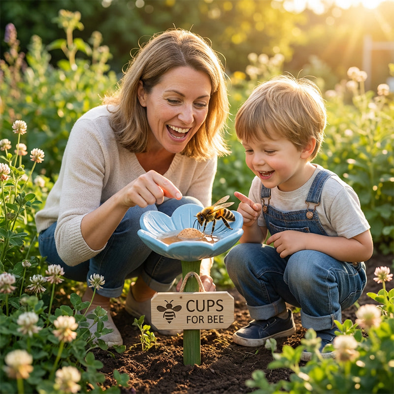 NectarCup | Bloemvormig bijenwaterstation tuinsteker – bijenwaterbakje, drinkvoeder voor bestuivers