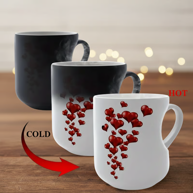 SweetSip | Kleurveranderende Keramische Mok – Hartvormig Handvat, Warmtegevoelige