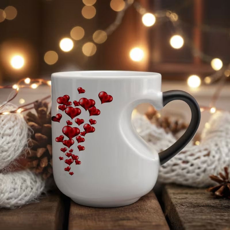 SweetSip | Kleurveranderende Keramische Mok – Hartvormig Handvat, Warmtegevoelige