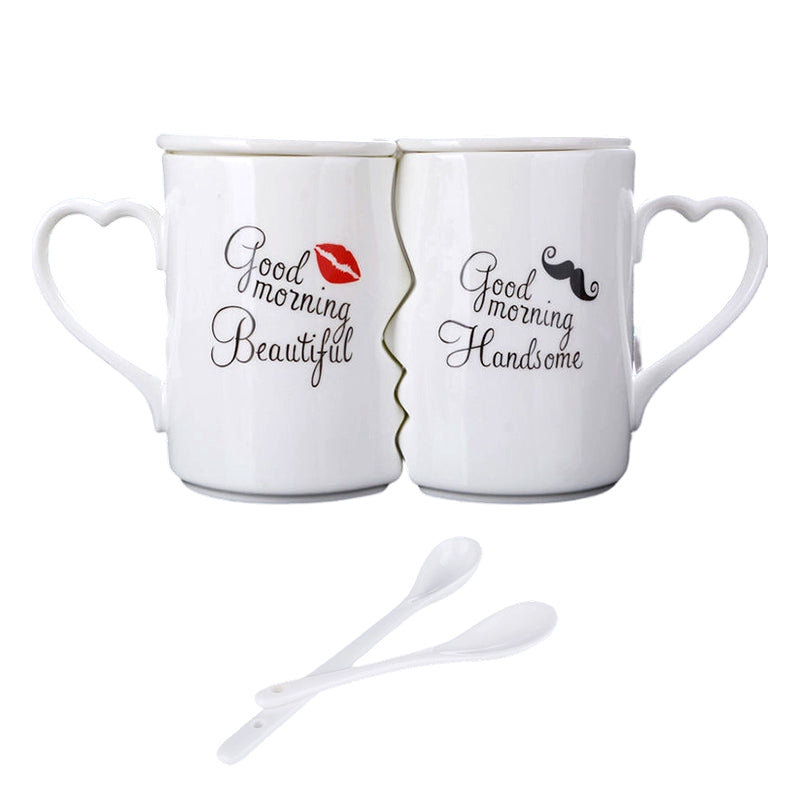 LoveMugs | In elkaar passende mokkenset voor koppels – keramische koffiemokken met hartvormige handgrepen