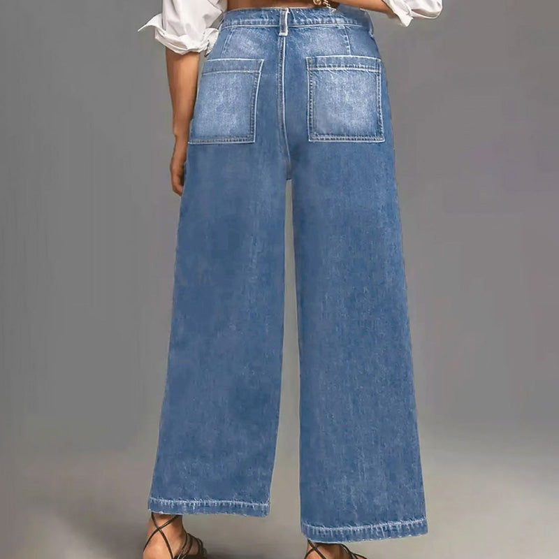 Lena | Dames zachte wide-leg jeans – casual high-waist jeans met relaxte pasvorm
