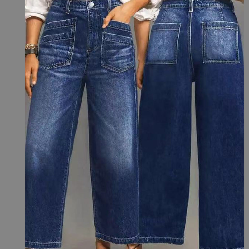 Lena | Dames zachte wide-leg jeans – casual high-waist jeans met relaxte pasvorm