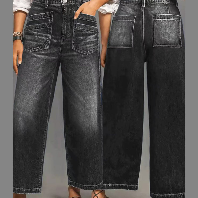 Lena | Dames zachte wide-leg jeans – casual high-waist jeans met relaxte pasvorm
