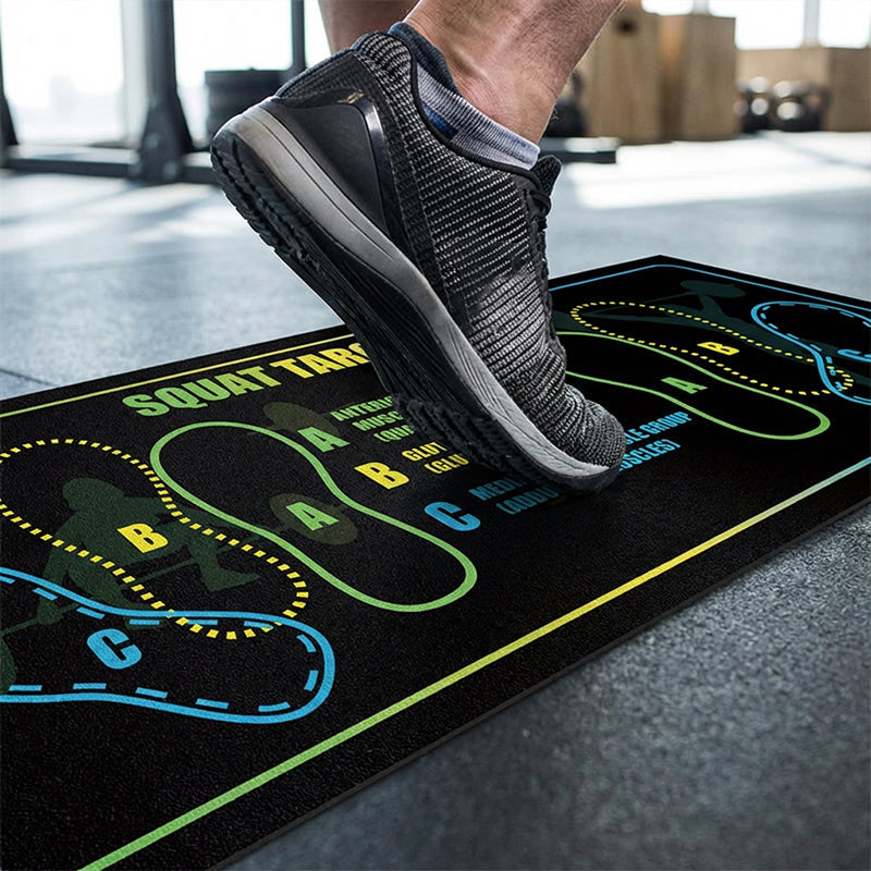 TargetMat | Antislip squatmatt van diatomeeënaarde met voetplaatsingsgids, voor gerichte spiertraining