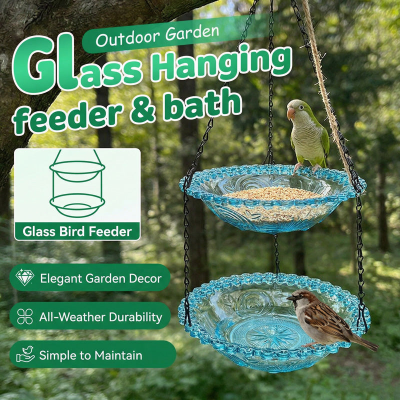 WingBath | Vintage vogelvoeder met waterbad – hangende voederbak voor buiten